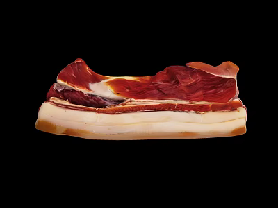 Delicious Cured Ham With Red And White Layers And Fatty Texture 3d model