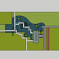 Aerial View Landscaped Garden With Geometric Layout Paved Paths Trees And Greenery