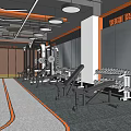 Modern Gym Interior Design With Well Equipped Fitness Equipment Treadmills And Training Zone