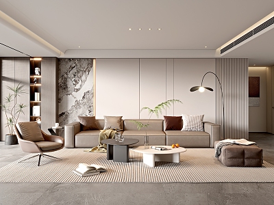 Home Living Room Living Room Simple Living Room Coffee Table Combination Coffee Table Floor Lamp Minimalist Living Room 3d model