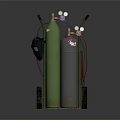 Portable Industrial Gas Cylinder Cart With Two Cylinders Valves Gauges And Hoses
