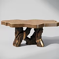 Natural Wooden Coffee Table With Tree Root Shaped Legs And Smooth Surface Design 3d model