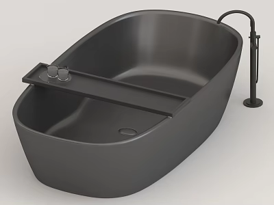 Modern Black Freestanding Bathtub With Sleek Surface And Floor Mounted Faucet 3d model