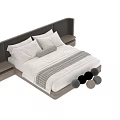 Modern Background Double Bed Design With Wooden Headboard White Bedding And Side Tables