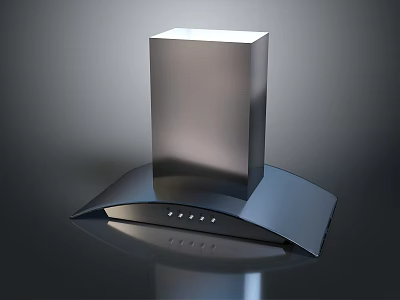 Modern Metallic Range Hood With Sleek Design Curved Base And Control Buttons 3d model