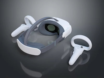 Advanced VR Headset With Comfortable Design And Wireless Controllers For Electronic Entertainment Device 3d model