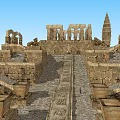 Ancient Architectural Complex With Stone Structures Steps Tower Pathway And Arches 3d model