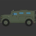 Green Armored Military Vehicle With Off Road Wheels Tinted Windows And Roof Lights