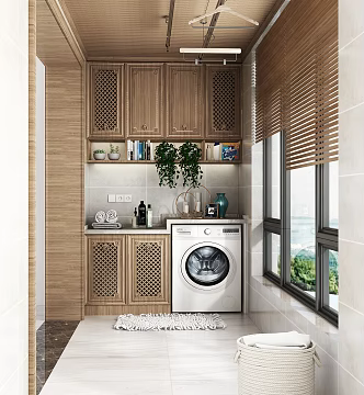 Southeast Asia Balcony Washing Machine Cabinet Combination 3d model