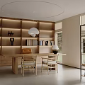 Minimalist Office Interior With Beige Partitions Round Mirror And Sofa 3d model