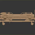 Golden 3D Model Medical Bed With Wheels And Side Rails For Healthcare Use