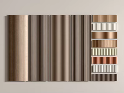 Vertical Striped Wall Panels In Various Colors With Sample Display For Interior Design 3d model