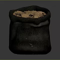 Black Fabric Bag Full Of Golden Coins On Gray Background