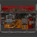 Portable Power Generator With Red Top Orange Engine And Metal Frame Structure