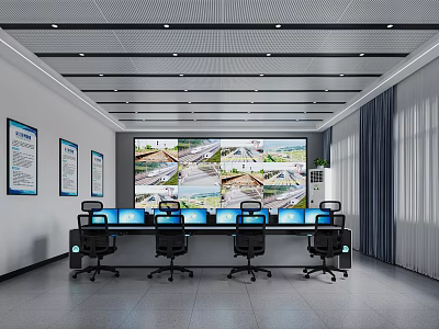 Modern Front Desk Reception Area With Counter Computer And Waiting Seats 3d model