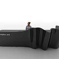 Black Modern Reception Desk With Unique Sleek Curves In Reception Area