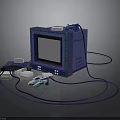 Pixel Art Retro Gaming Console Setup With Screen Controller And Cables