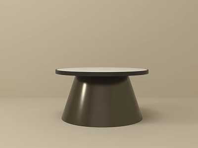 Round Coffee Table With White Tabletop And Dark Modern Base Design 3d model