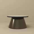 Round Coffee Table With White Tabletop And Dark Modern Base Design 3d model