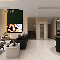 Modern Elegant Living And Dining Room Interior With Sofa Coffee Table TV Wall And Chairs
