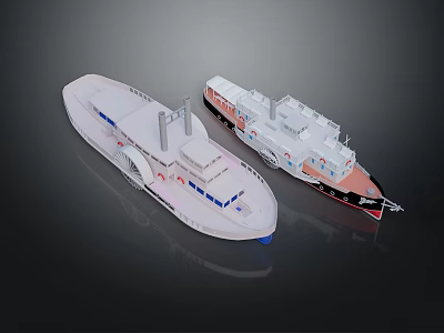 Two Different Ship Models Displayed On Dark Background 3d model