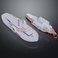 Two Different Ship Models Displayed On Dark Background