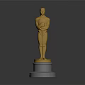 Golden Oscar Trophy With White Base As Home Living Decorative Ornament