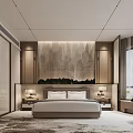 Modern Luxury Bedroom Interior With Bedside Tables And Decorative Headboard Wall