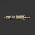 Futuristic Sci-Fi Weapon With Beige Silver Body Red Accent Lines And Intricate Mechanical Design