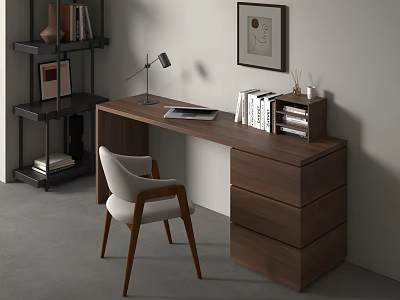 Modern Desk and Chair Modern Desk and Chair Desk Lamp 3d model