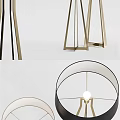 Modern Floor Lamp With Geometric Metal Stand And Round Lampshade Design