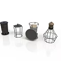 Retro Industrial Light Fixture Set With Metal Frame Mesh And Cylinder Designs