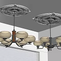 Classic Indoor Chandeliers With Cream Shades Black Metal Frames And Ceiling Medallions