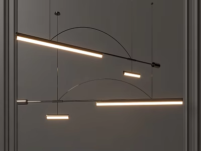 Modern Linear Pendant Lights Featuring Geometric Design And Sleek Metal Frames 3d model