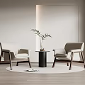 Leisure chair recliner side corner table 3d model