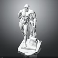 White Decorative Male Statue Furniture With Muscular Body And Cloak Design Base