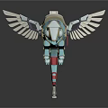 3D Blue Mechanical Creature With White Wings Red Legs And Armor 3d model