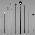 Modern Black Outdoor Street Lights With Various Designs Different Heights And Shapes