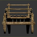 Ancient Handcrafted Wooden Cart With Large Wheels Rope Bindings And Vintage Design