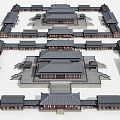 Traditional Chinese Ancient Architecture With Symmetrical Layout Tile Roofs And Wooden Structure