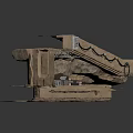 Industrial Wooden Structure Model With Mechanical Components And Cables
