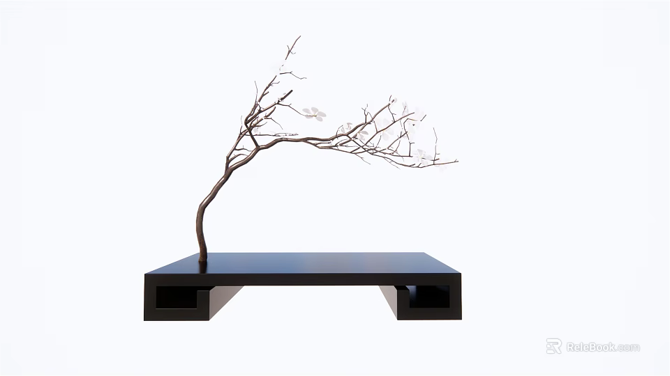 Minimalist Decorative Ornament Set With Black Base And Branch Like Design For Home Decoration 3d model 