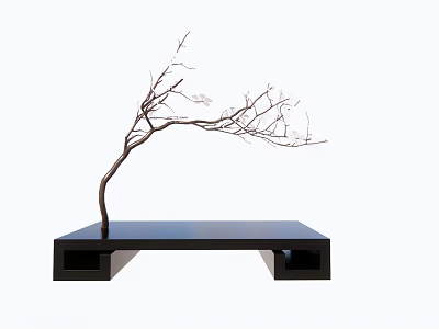 Minimalist Decorative Ornament Set With Black Base And Branch Like Design For Home Decoration 3d model