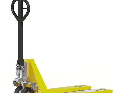 Yellow Manual Hydraulic Pallet Truck Industrial Equipment with Steel Frame and Wheels 3d model
