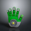 Green Mechanical Hand Shaped Household Item With Jointed Fingers And Yellow Ball In Palm