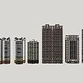 Various Modern High Rise Building Models Featuring Different Architectural Designs And Styles 3d model