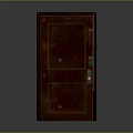 Rustic Brown Swing Door With Metal Handle And Secure Lock Mechanism Design
