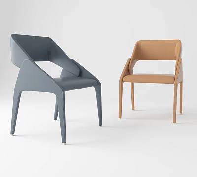 Modern Gray And Brown Dining Chairs With Sleek Armrests And Contemporary Design 3d model