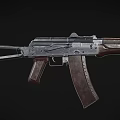 Classic AK Assault Rifle With Wooden Stock Metal Barrel And Grip Design