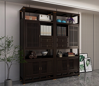 Chinese-style Side Cabinet Decorative Cabinet 3d model